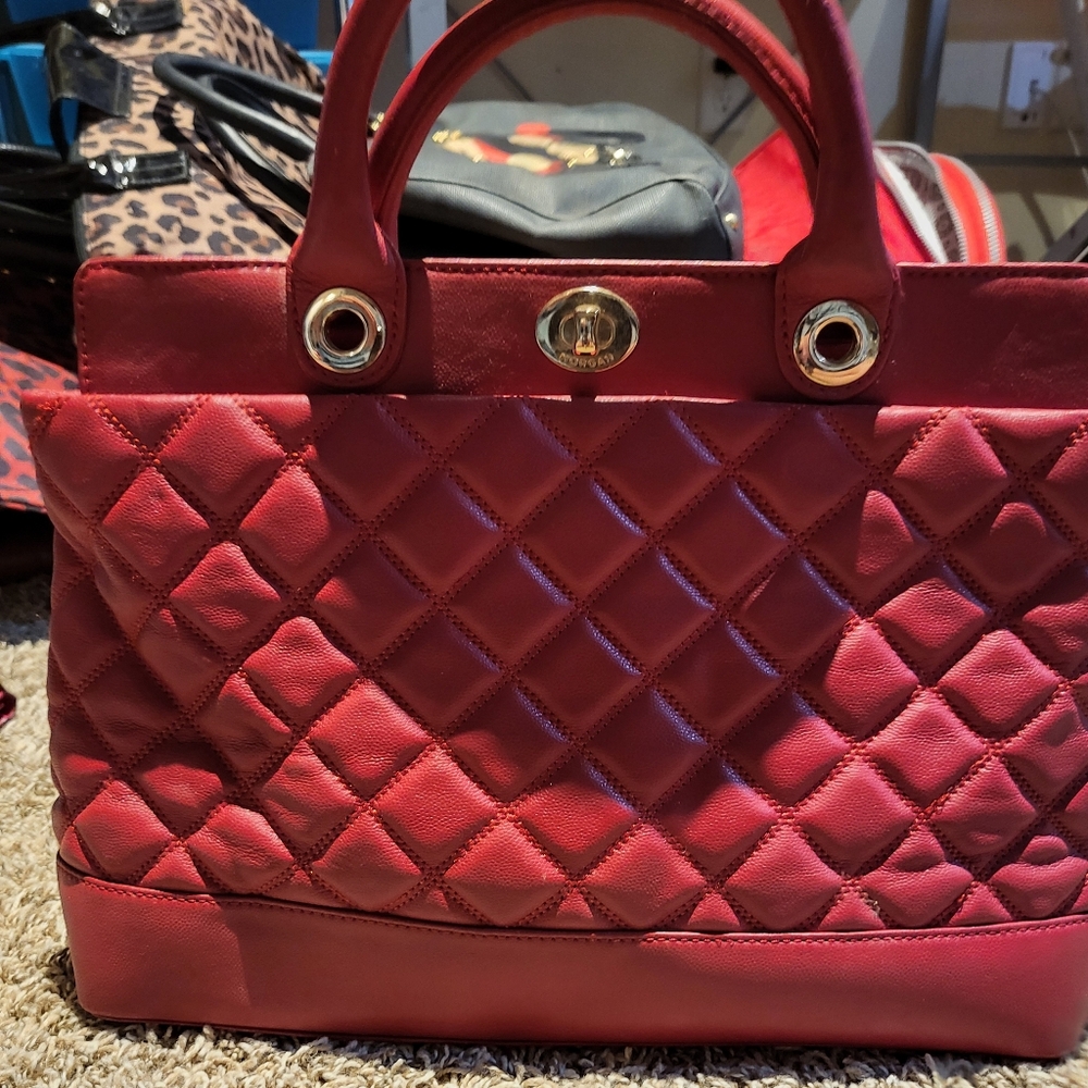 Morgan red leather 2Way Handbag/crossbody slingbag